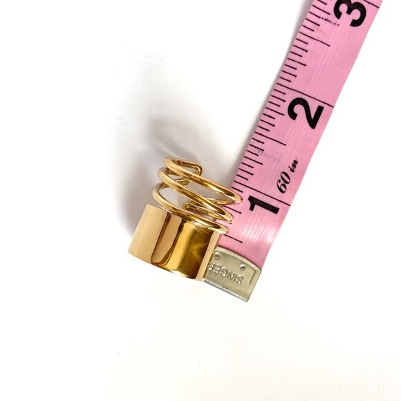 BALENCIAGA BY NICOLAS GHESQUIERE PAIR OF GOLD TONE BRASS COIL RINGS 2013 AUTH - Picture 8 of 10